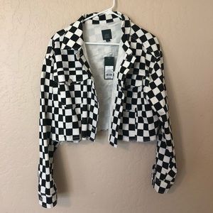 Checkered jean jacket
